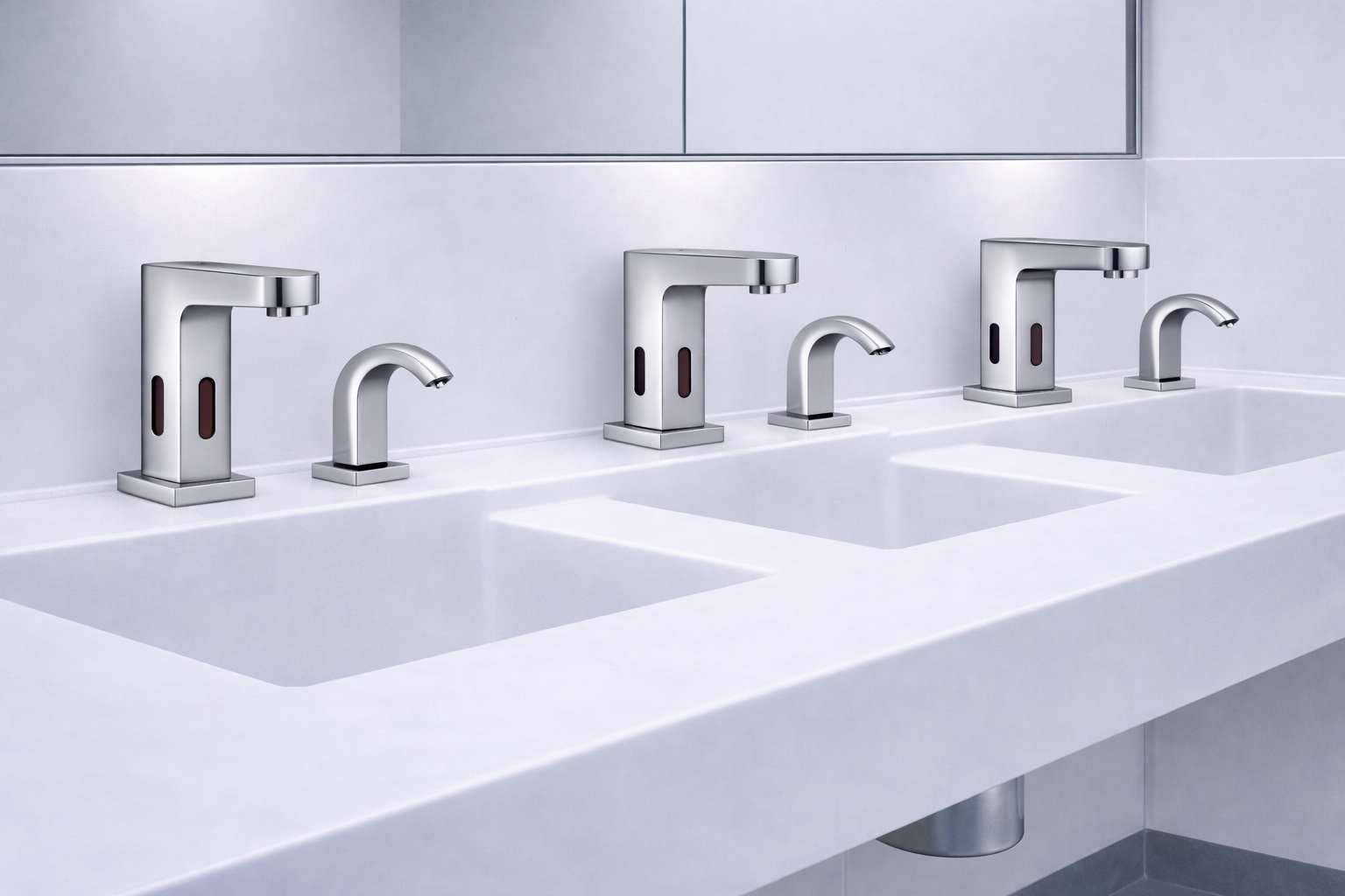 Hospital handwashing station with touchless soap dispenser faucet fixtures